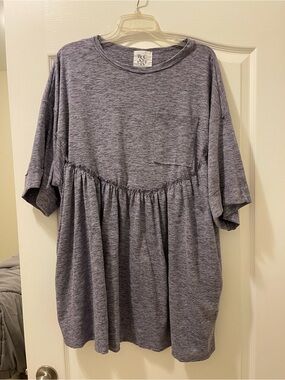 Three Bird Nest Heathered Purple Babydoll Mini Dress